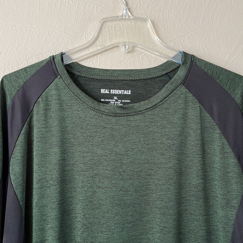 Real Essentials men’s size XL pullover polyester spandex shorts sleeves green - Picture 2 of 12